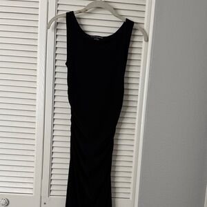Norma Kamali Elegant Black Sleeveless Dress with ruching
